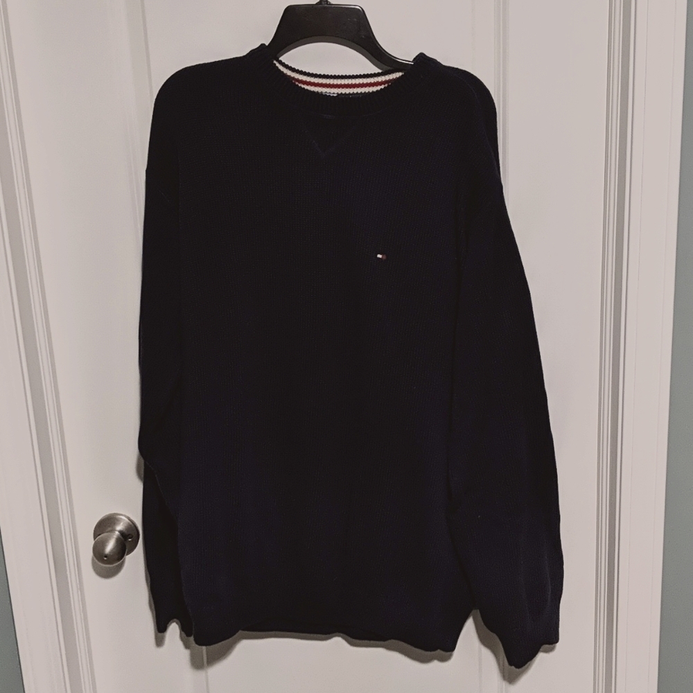 Navy 100% Cotton Crewneck Sweater